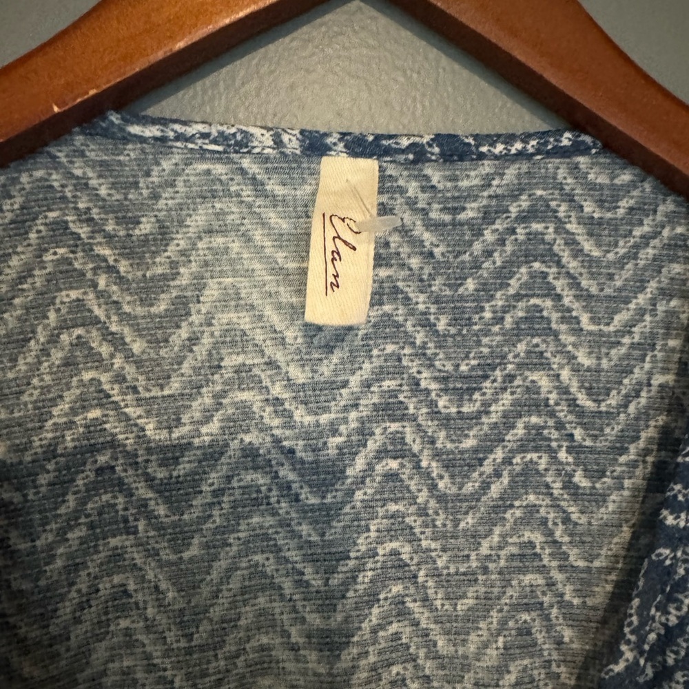 Elan Blue and White Patterned Swim Coverup Romper - Picture 2 of 9